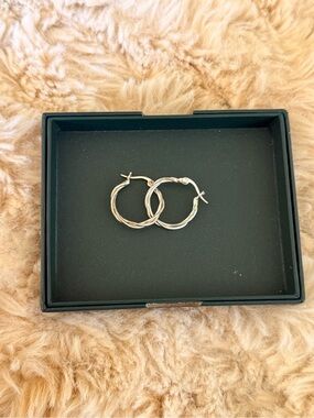 Classic Twisted Hoop Earrings in Silver
